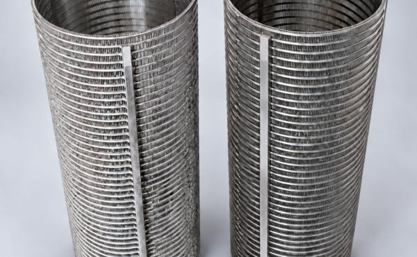 Cesti filtranti cilindrici wedge wire in AISI 304 per la separazione solido-liquido
